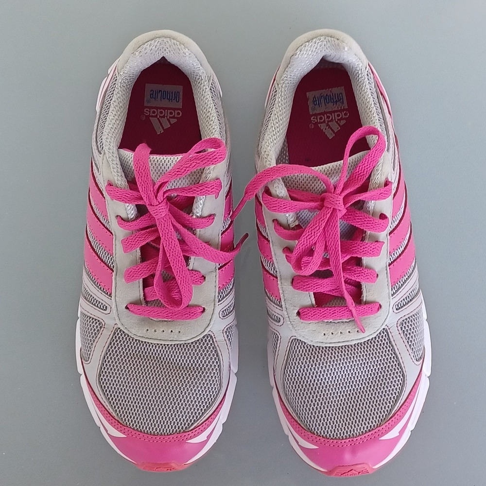 adidas Women's Pink and Gray Athletic Training Sneakers - Picture 3 of 9
